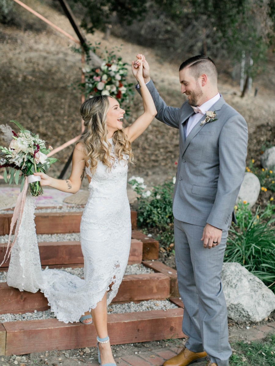 Backyard Boho Wedding with DIY Charm & Open-Back Dress