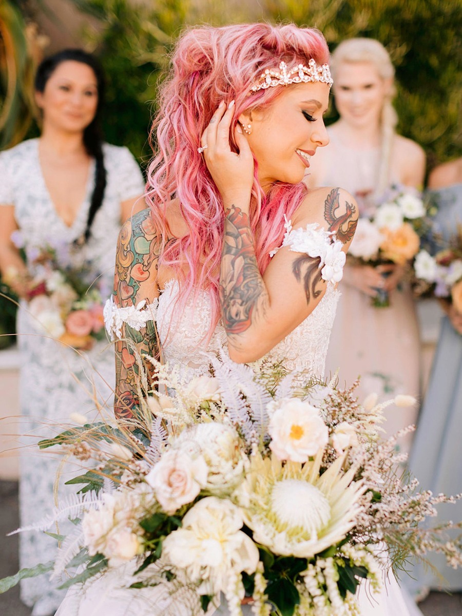 Magical Mermaid Wedding: Ariel-Inspired Beach Celebration with Pink Hair
