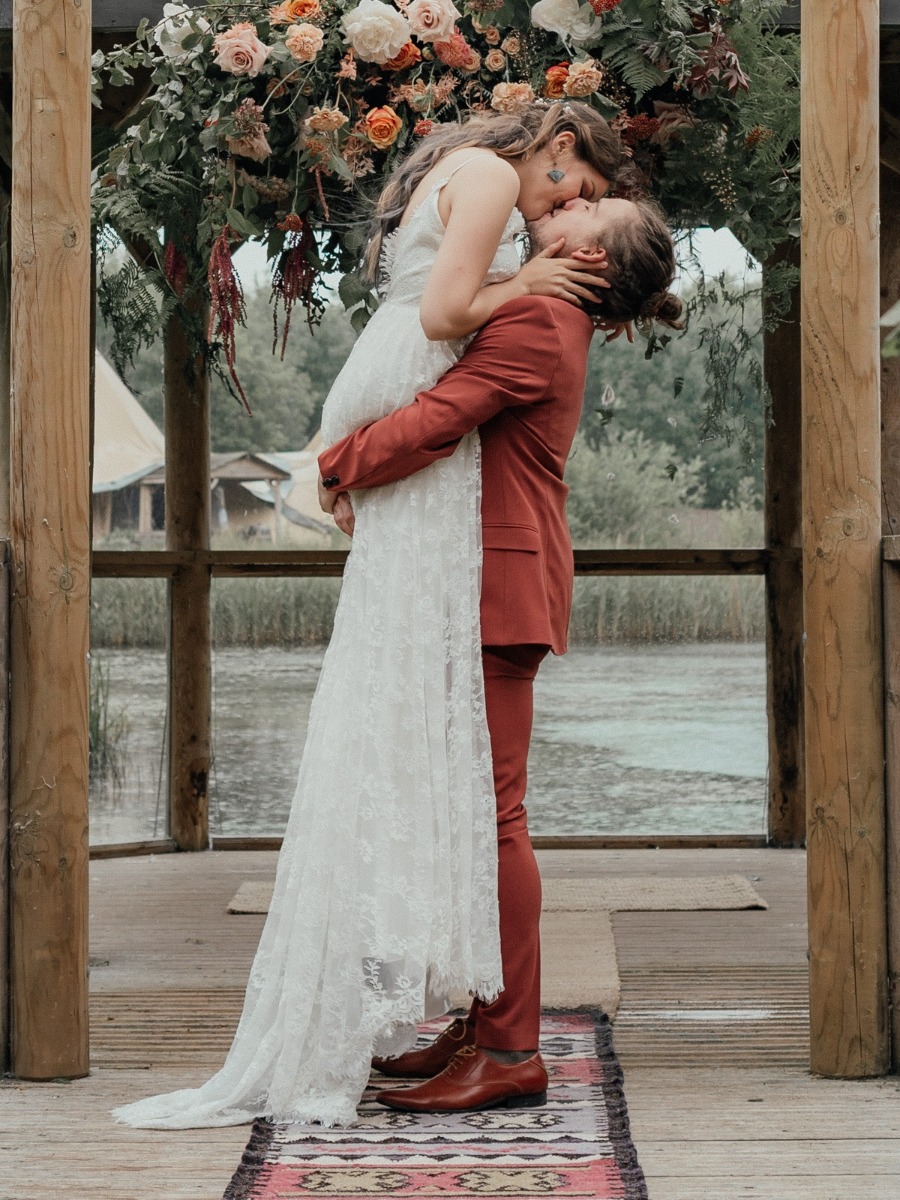 Dusty Rose and Terra Cotta Lakeside Wedding