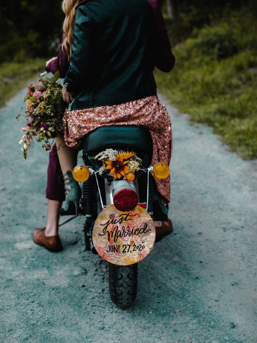 A Stevie Nicks mixed with a little Madonna Woodsy Elopement