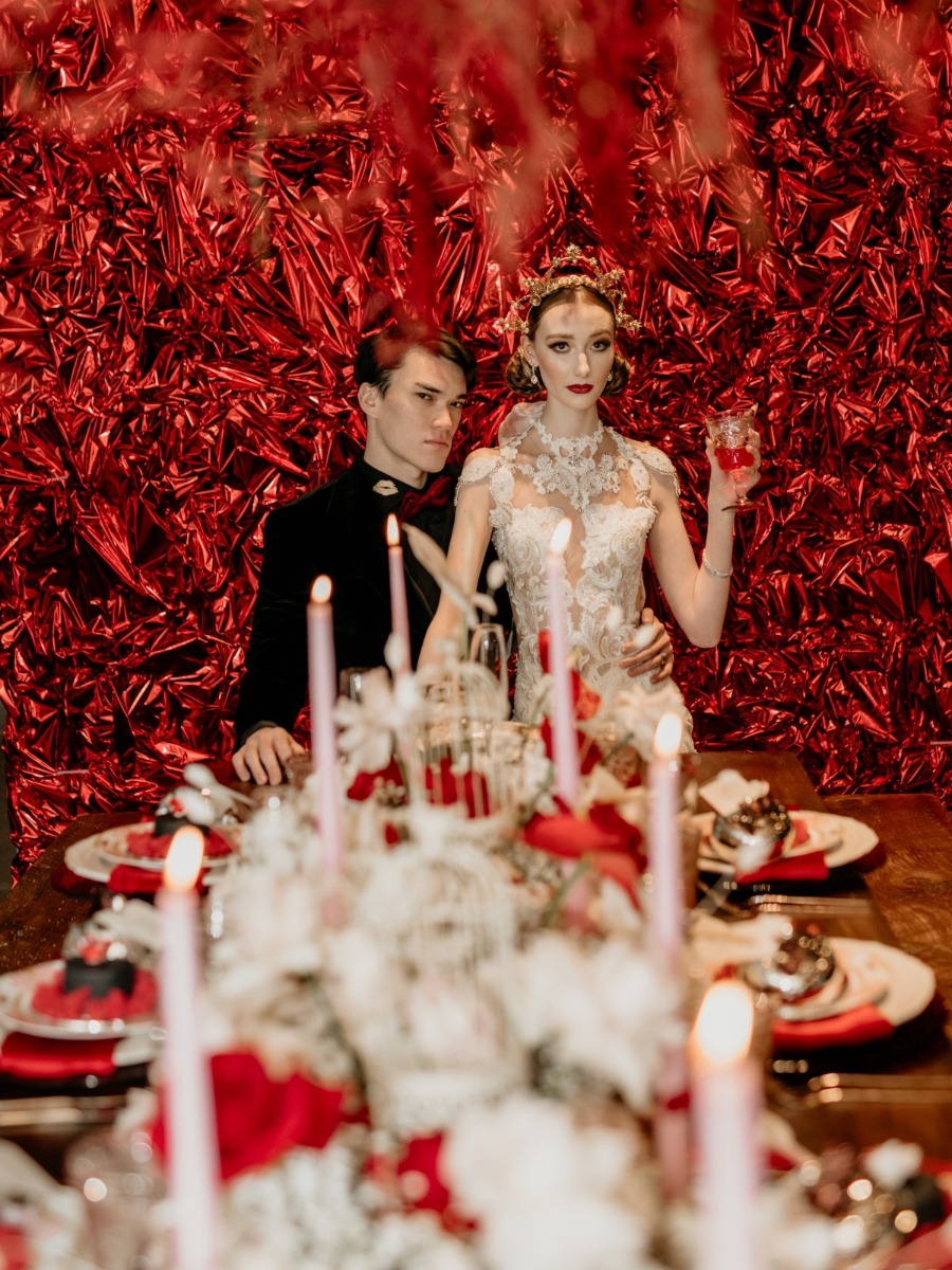 Tim Burton Valentine's Day Wedding Inspiration with Red Details