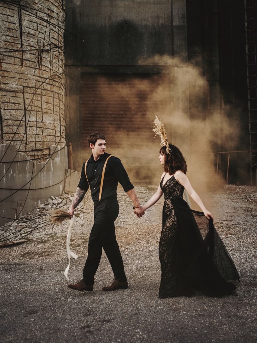 Brooding Beauty: Edgy & Elegant Granary Wedding Inspiration