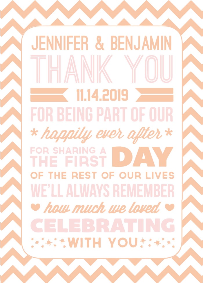 Poster Style Free Printable Wedding Thank You Card