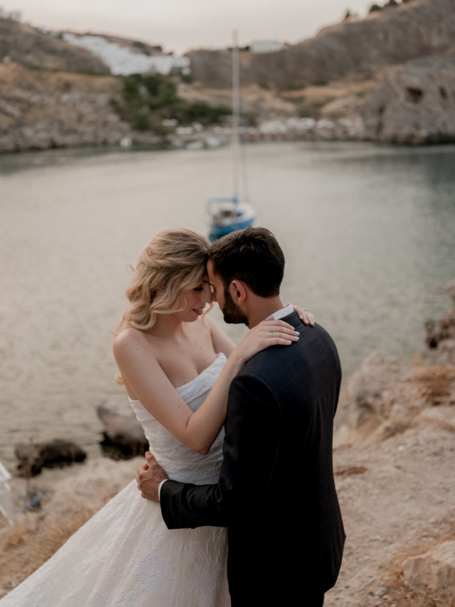 Elegant Rhodes Destination Wedding with Roses and Fairy Lights
