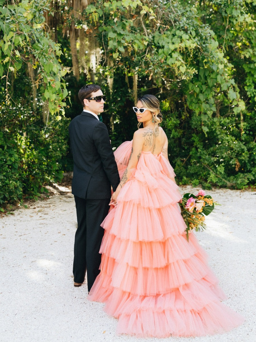 Unconventional Tropical Wedding Inspiration: Coral Gown & Snakes