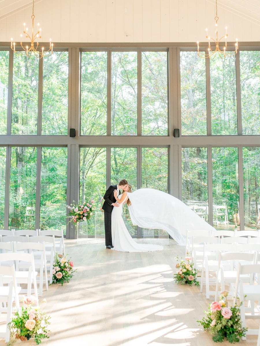 Whimsical Glass Chapel Wedding with Breakfast-Inspired Reception