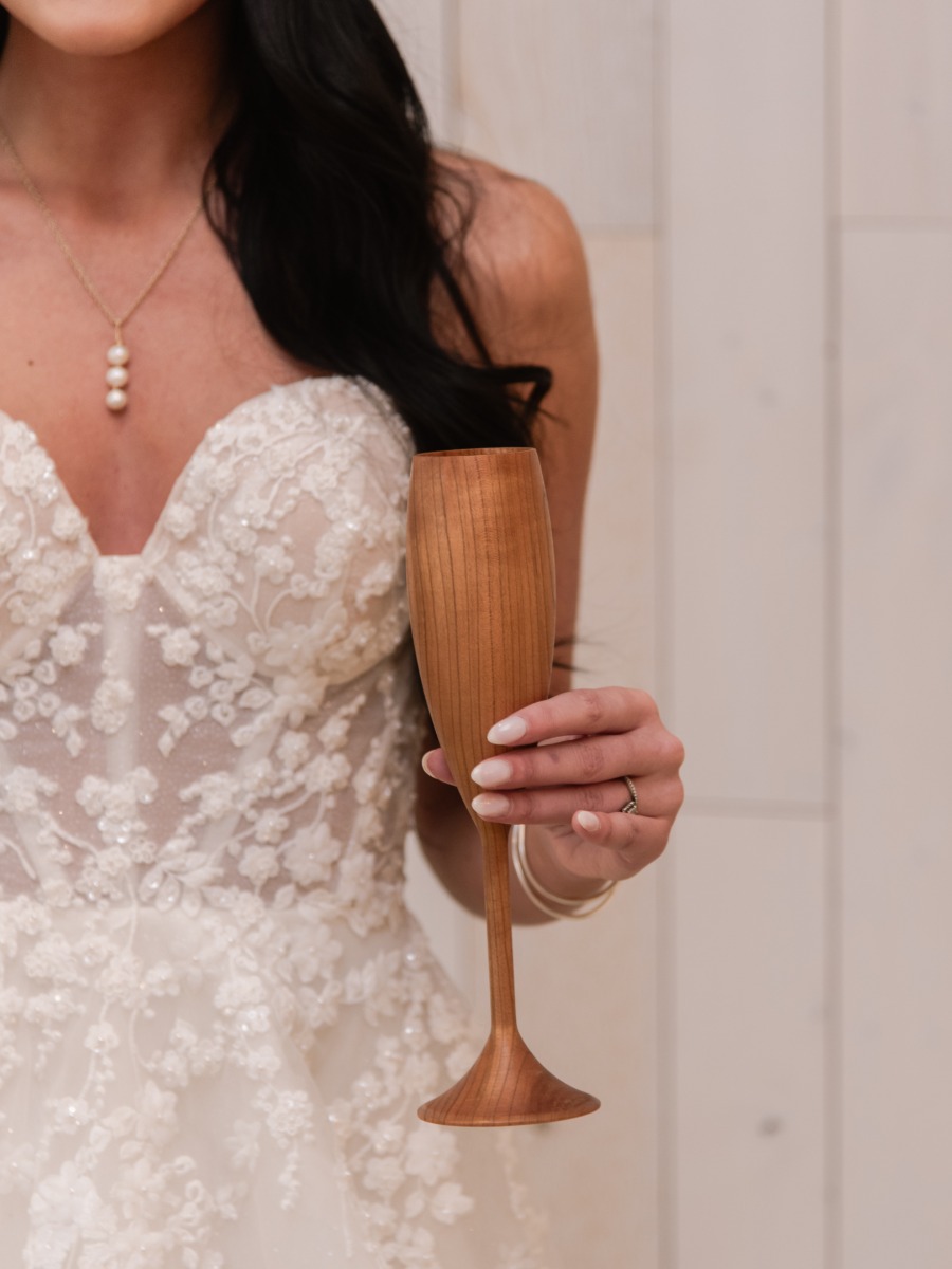 Take your rustic tablescape to another level with wooden wine glasses