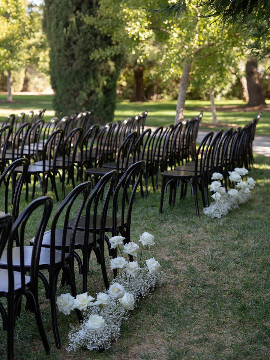 Chic monochromatic wedding with a laser light show finale