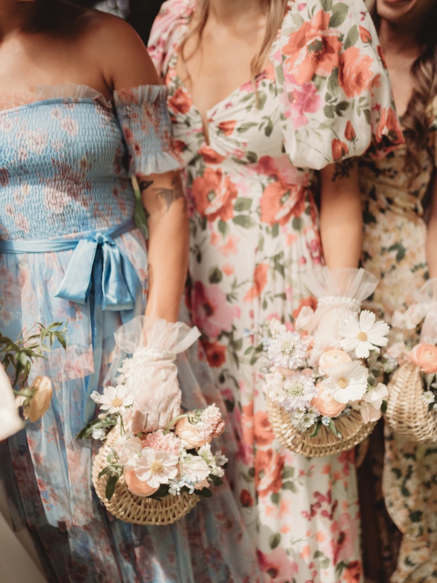 Pastel wedding weekend with the prettiest floral bridesmaid dresses