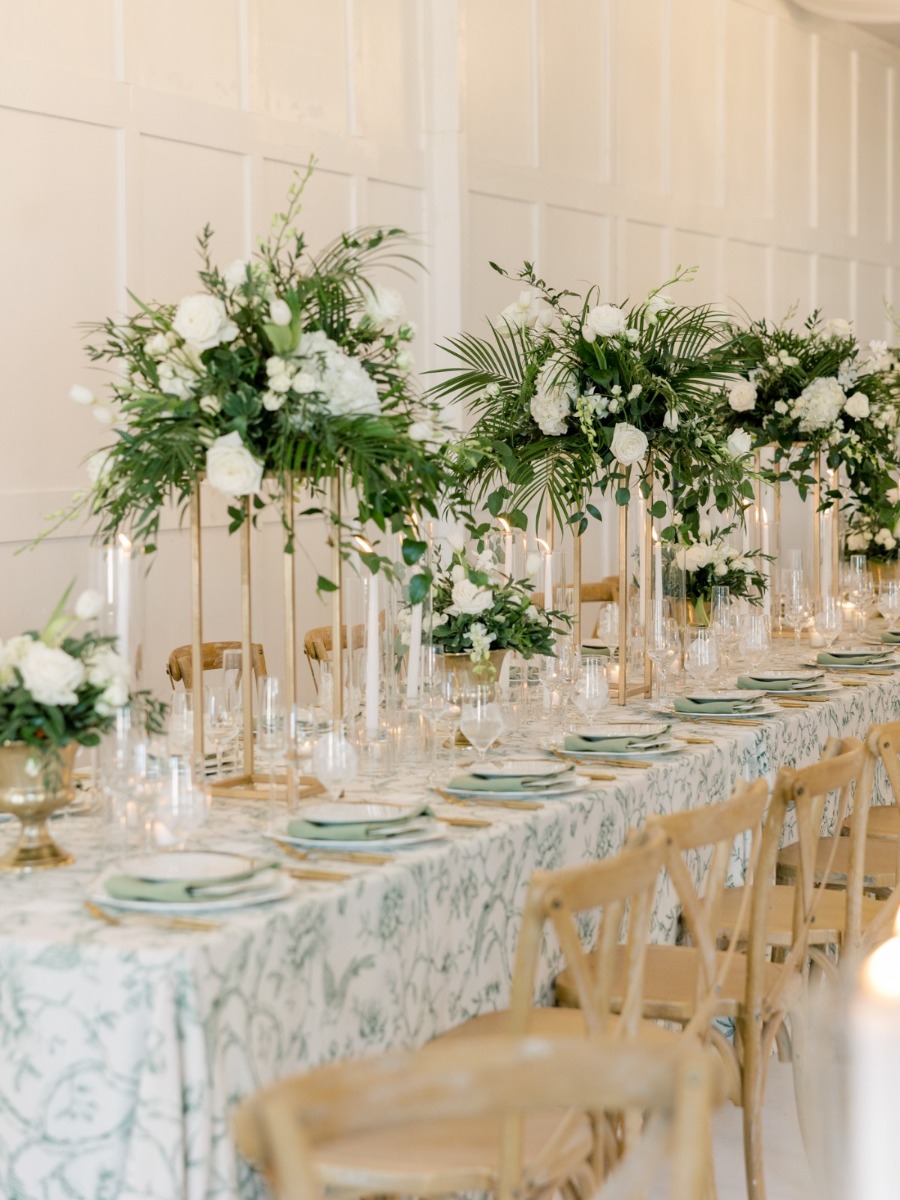 Chic black-tie garden wedding with a sage and ivory pallette