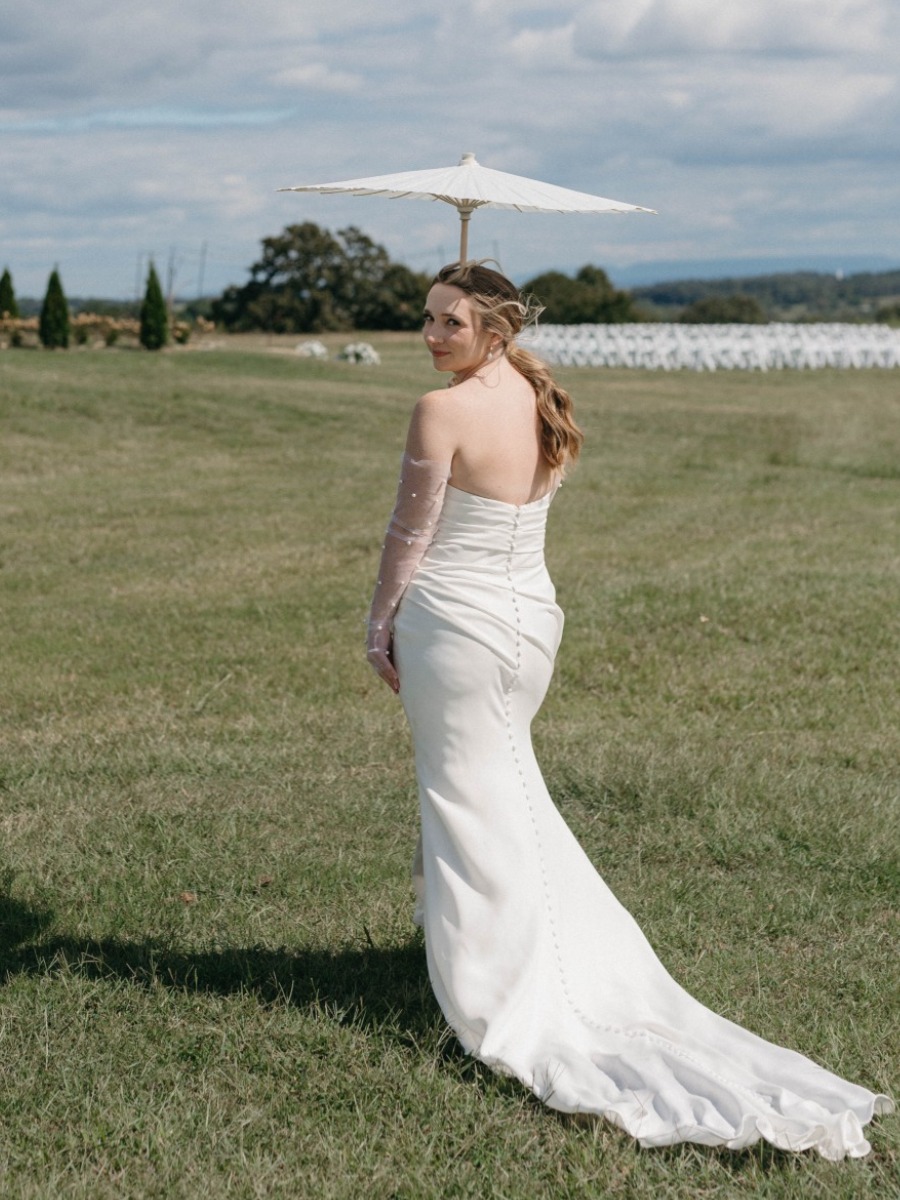 Breathtaking blue and white wedding at a modern vineyard venue