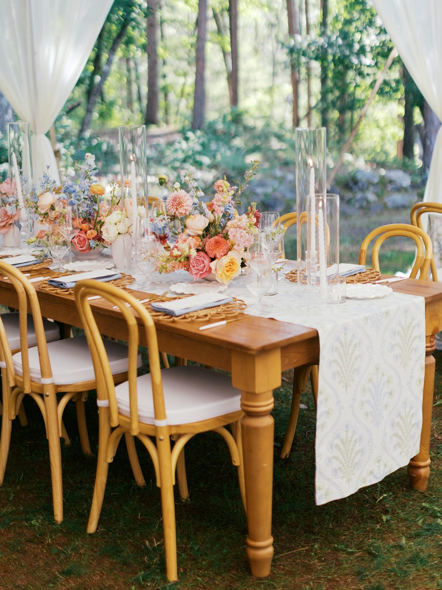 Pastel tented wedding on the shores of lake michigan