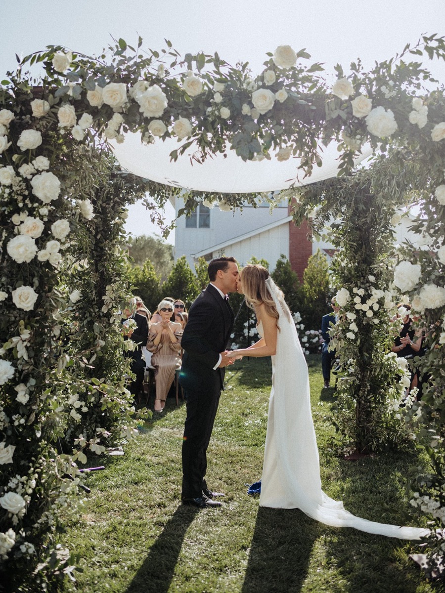 Modern farmhouse wedding with a uniquely elegant ceremony layout