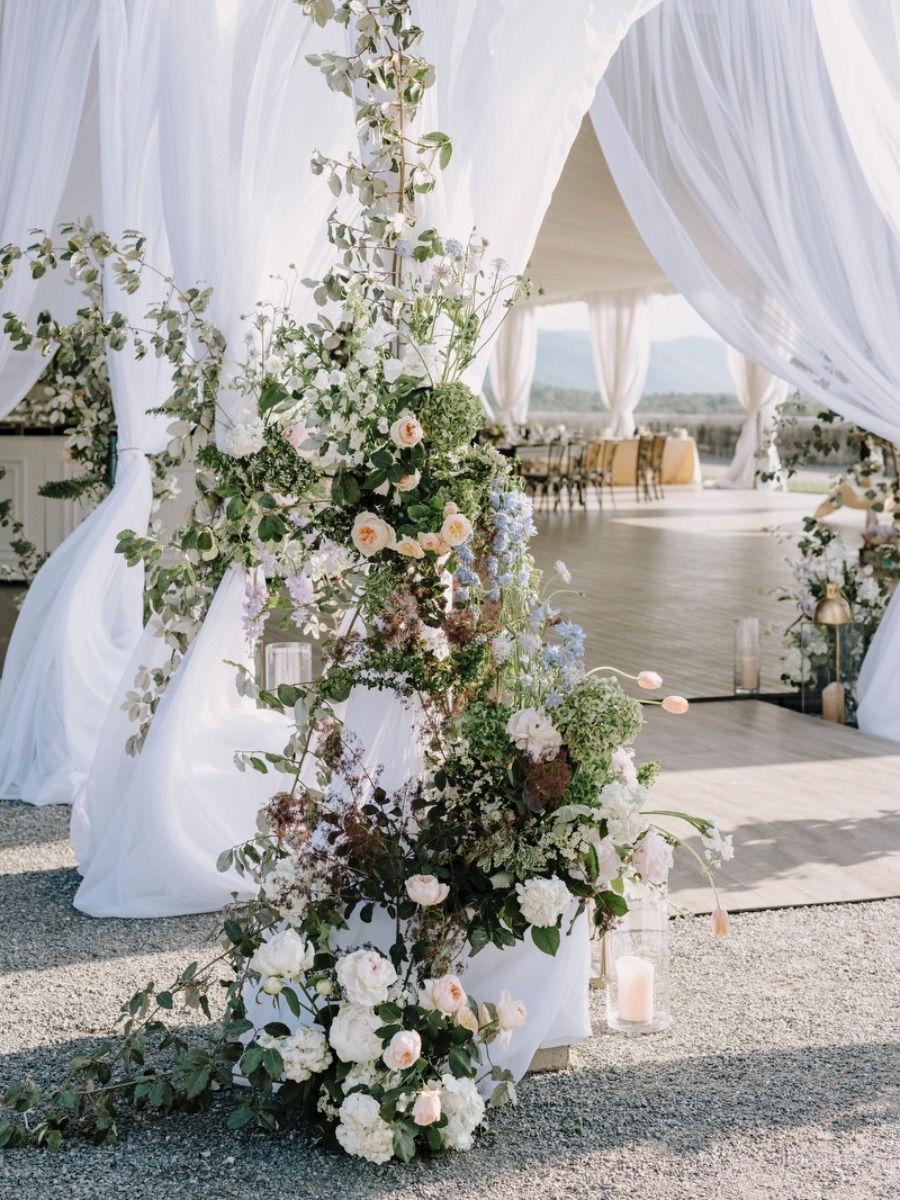 Pastel wedding at biltmore estate with an elegant tented reception