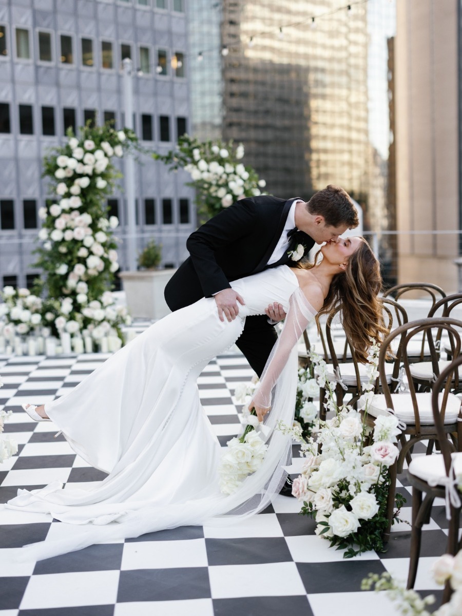 Rethinking the neutral wedding: black, white, & brown rooftop soirée