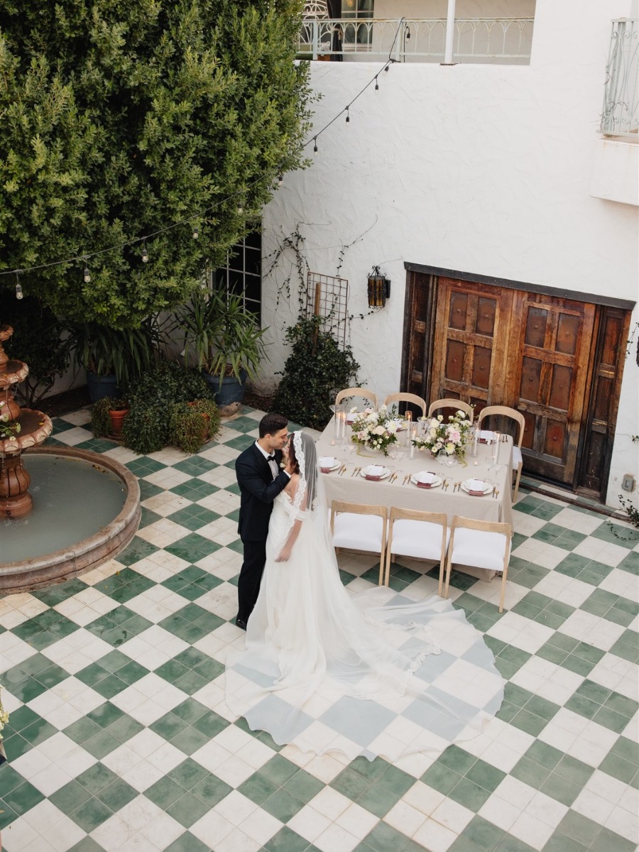 A Spanish villa wedding with checkered charm and soft neutral style