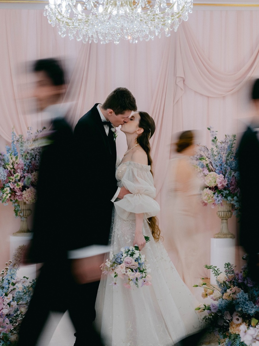 This fairytale wedding had the prettiest pastel floral installations