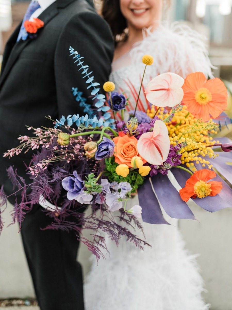 Houston wedding with a technicolor rainbow color palette