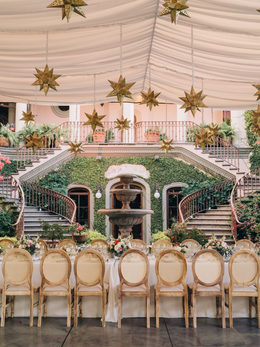 Blue and white wedding in a secret garden in san miguel de allende