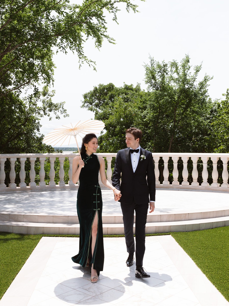 From Hinge to Happily Ever After: A Chinoiserie Wedding with Three Stunning Dresses