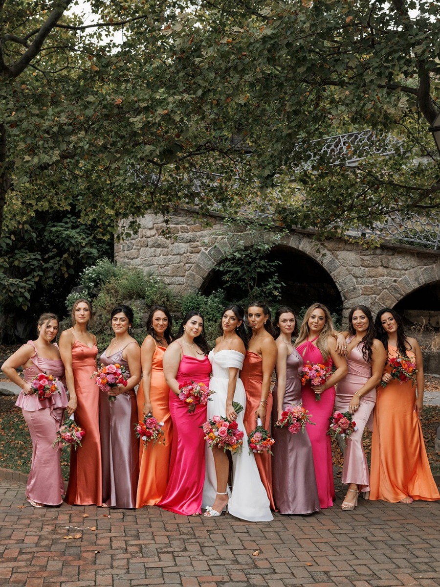 The bride and groom wore white for this luxe sunset-inspired wedding