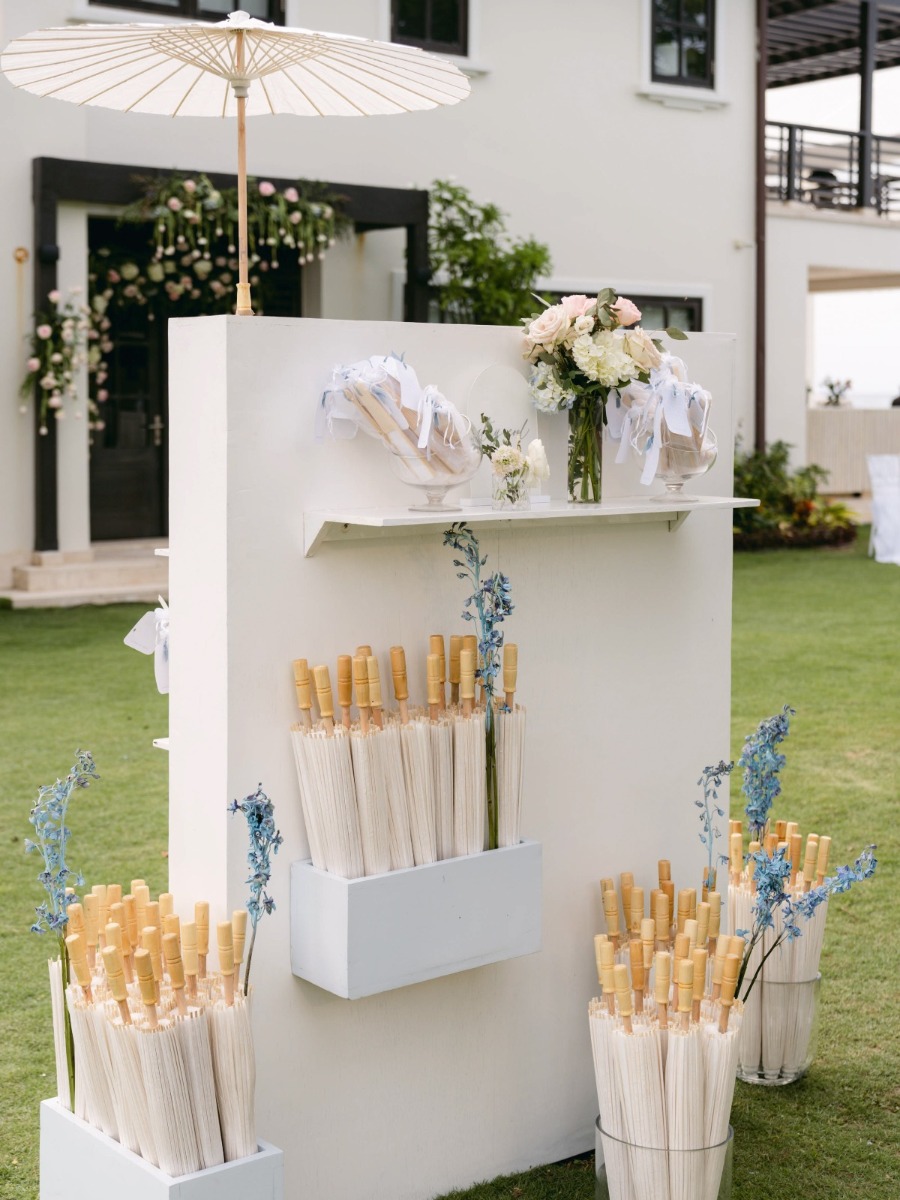 Destination estate wedding In jamaica with airy strings of florals