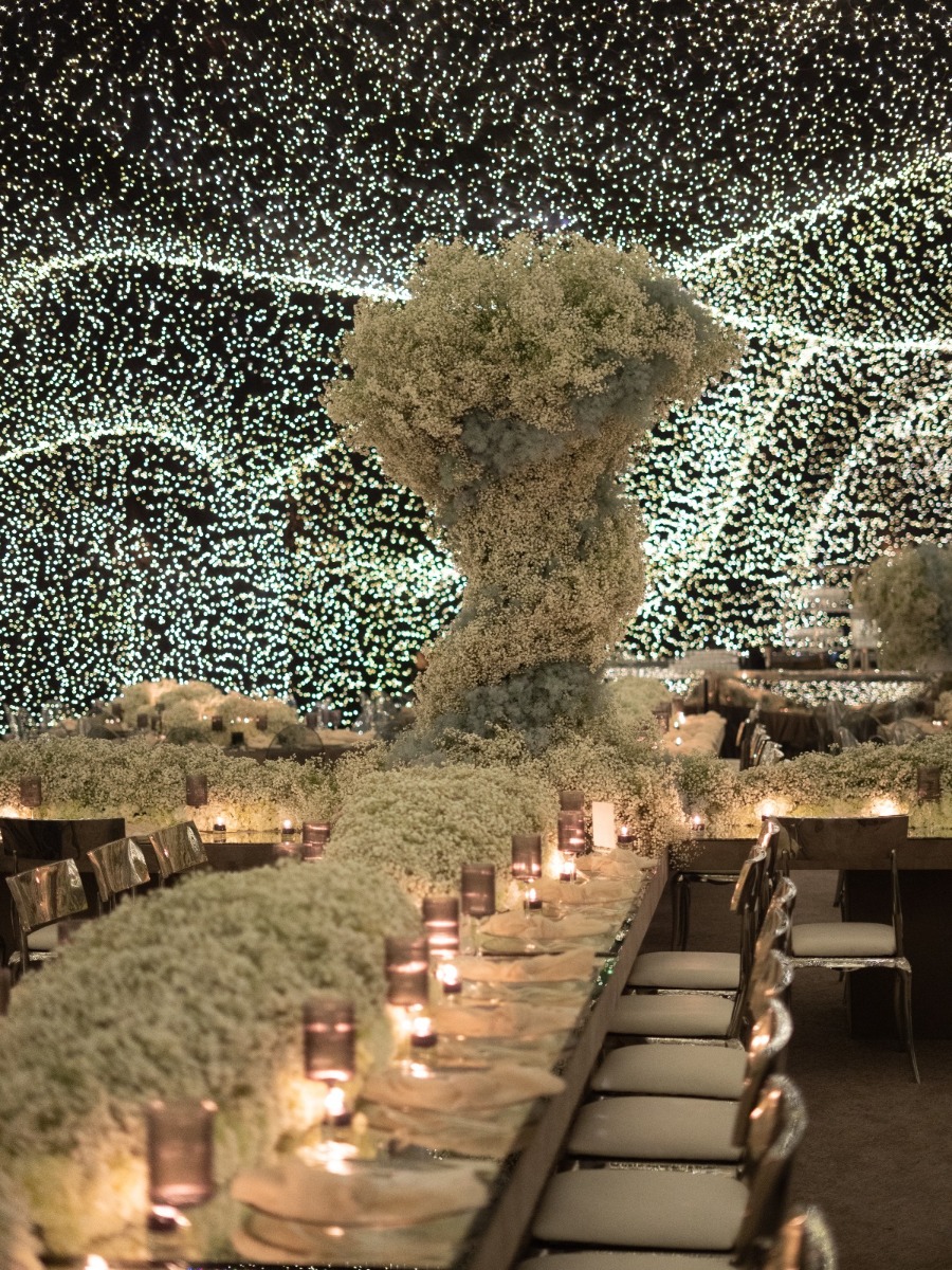 Glittering nighttime wedding with a sky full of stars