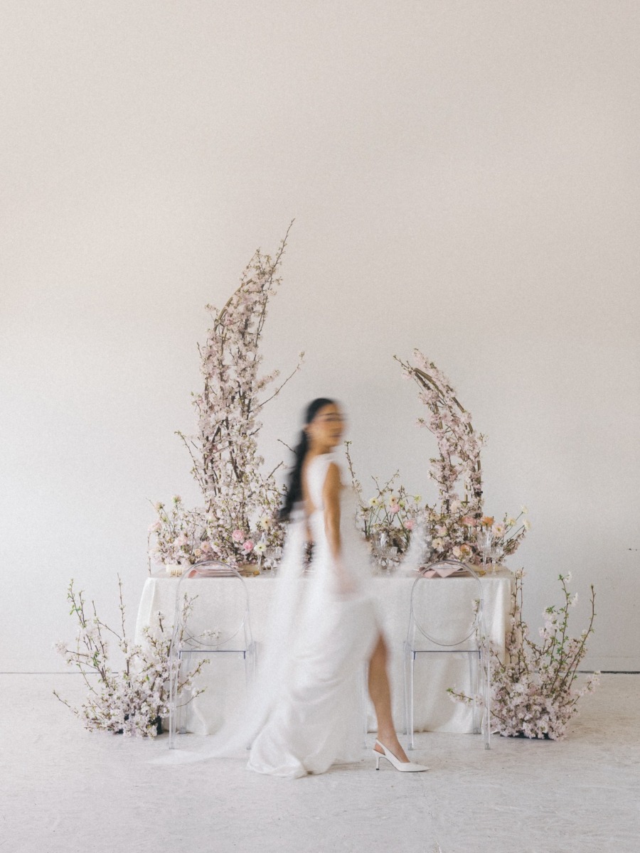 Cherry blossoms inspired this modern wedding styled shoot