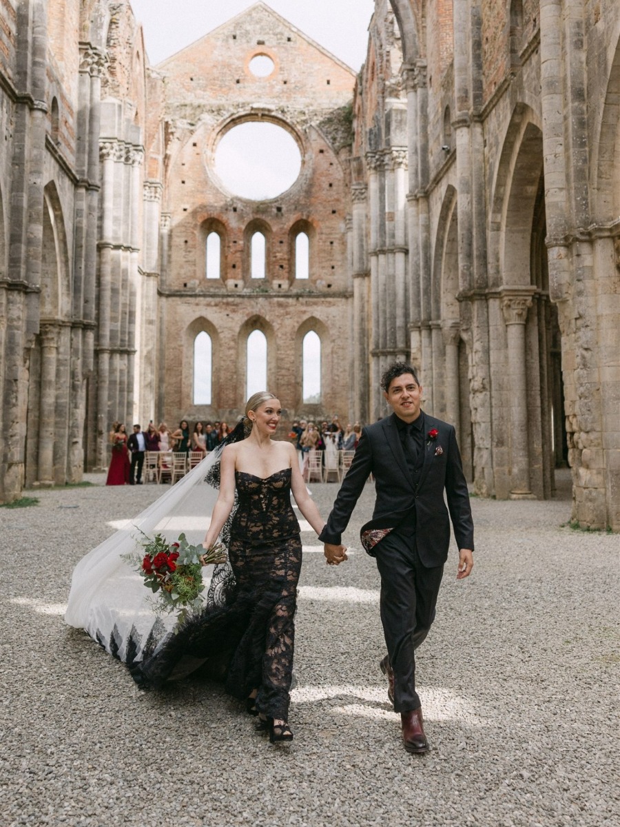 This bride wore black to her destination wedding in italy