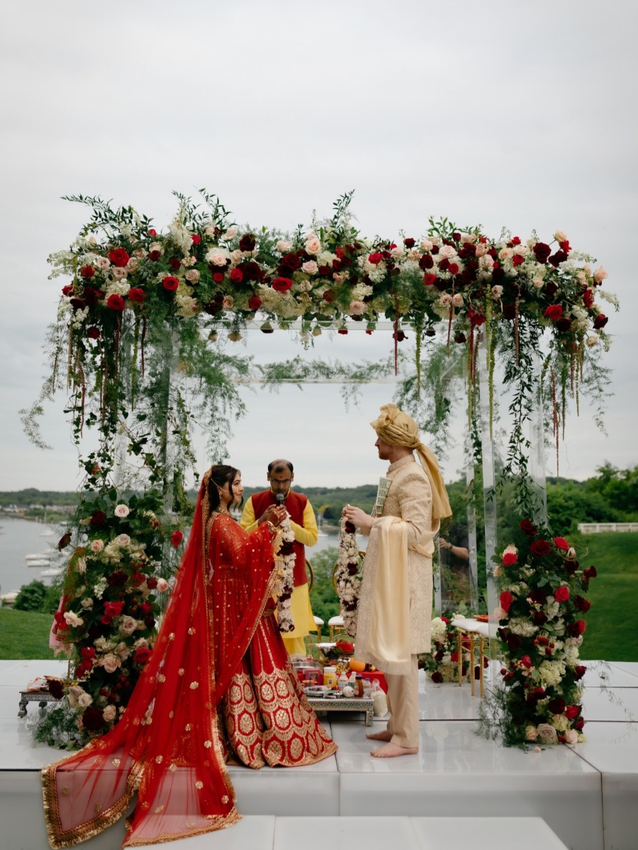 Vibrant Indian-American wedding with a reception that glowed in gold