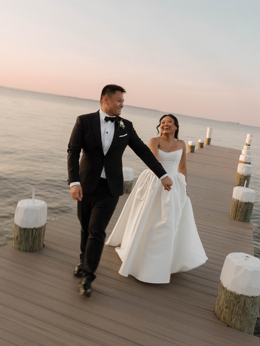 Jewel-tone summer wedding set against a black and white backdrop
