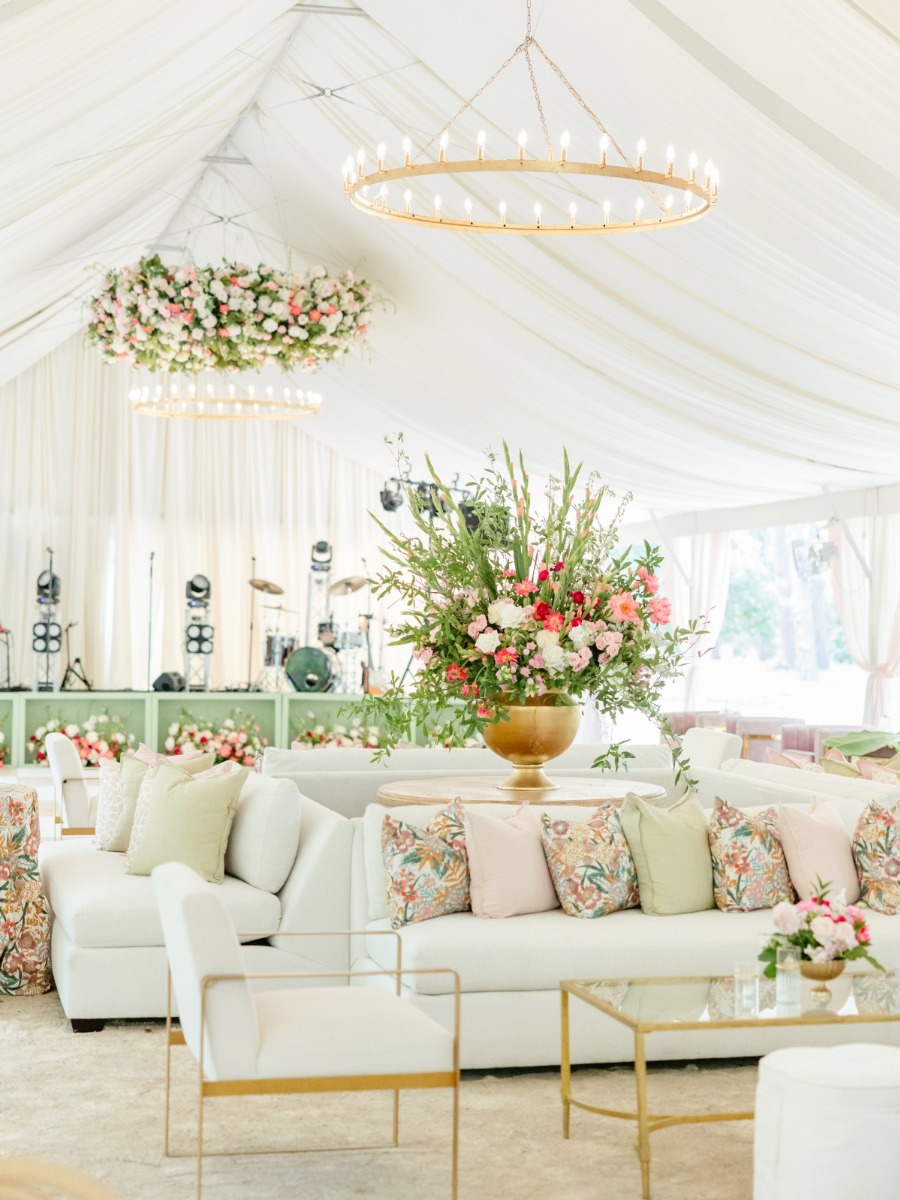 Blush dreams and dramatic draping at brookgreen gardens