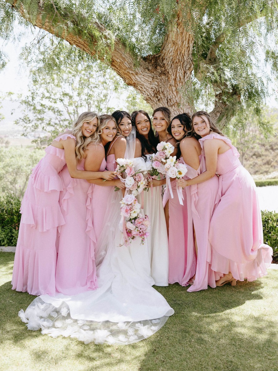Pink garden party wedding overlooking the temecula vineyards