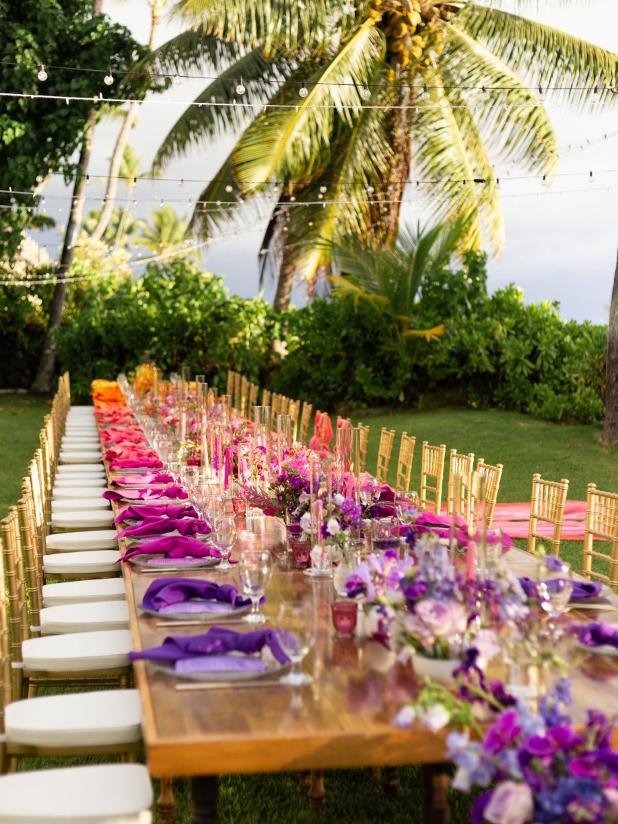 Colorful wedding in hawaii inspired by taylor swift’s eras tour
