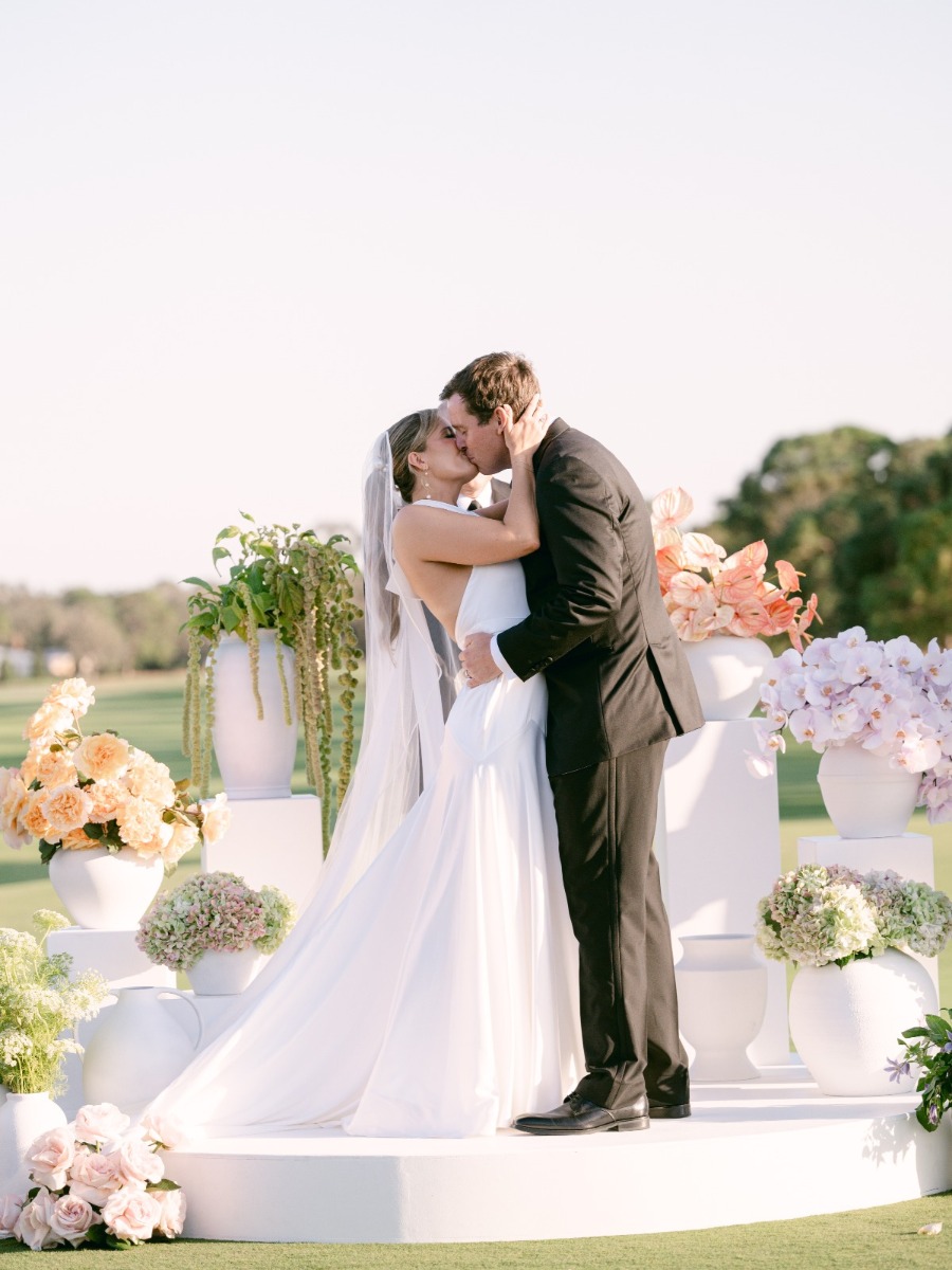 This pastel garden wedding was almost canceled because of a hurricane