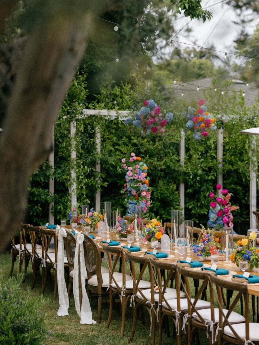 Botanical dinner party wedding with a unique cocktail hour activity