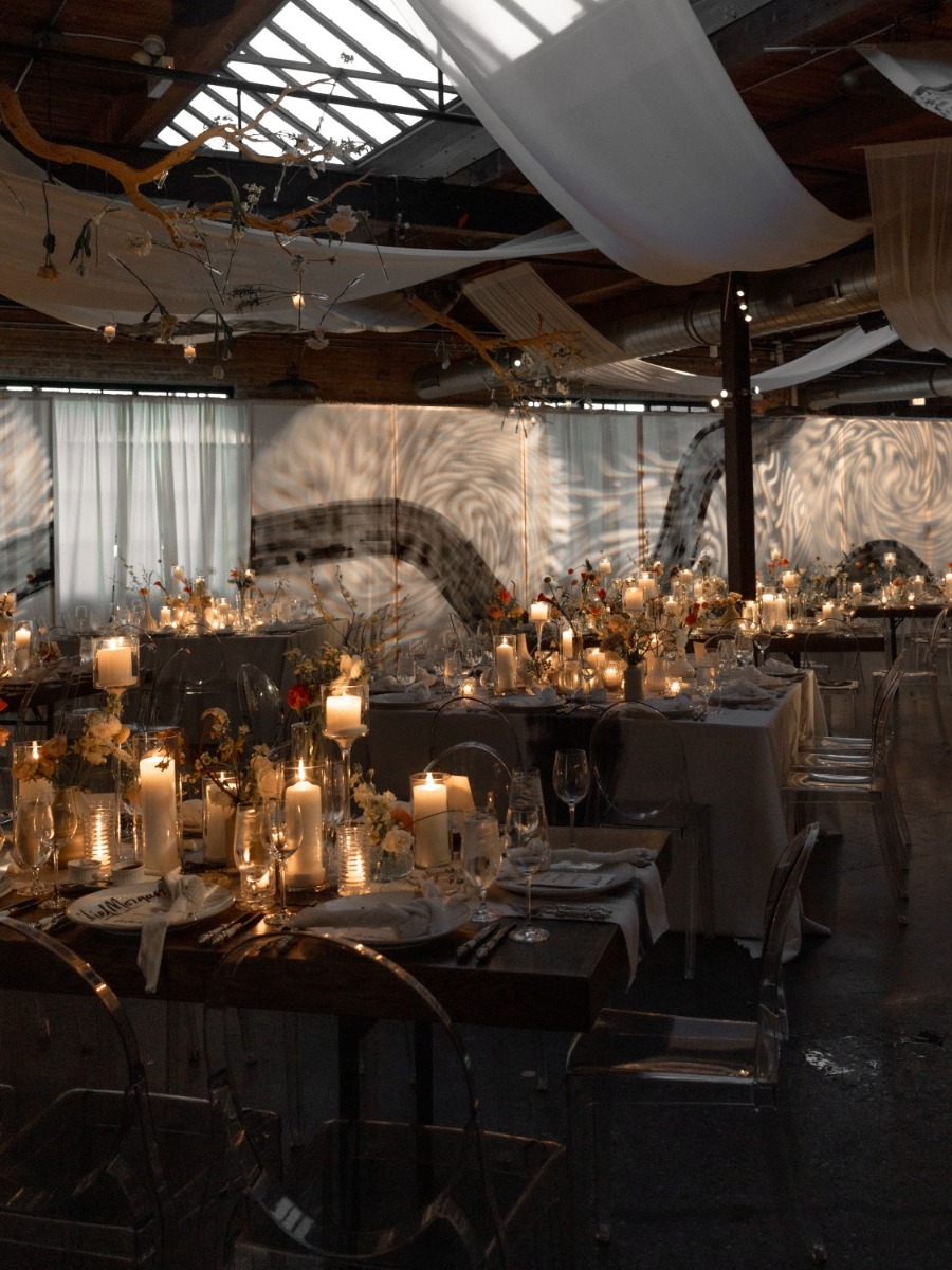 Industrial Chicago wedding inspired by playful lights and shadows