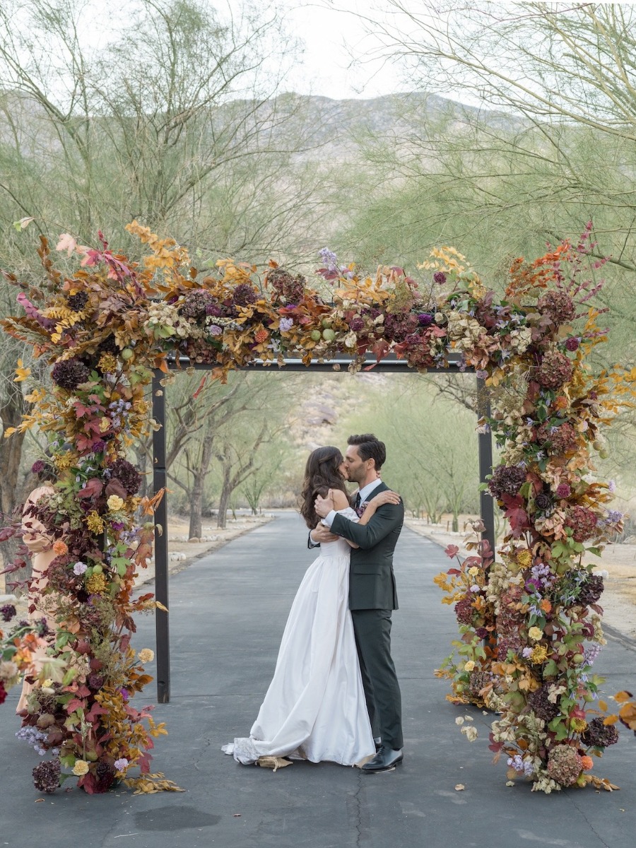 Romantic fall wedding in the desert with a surprise silent disco