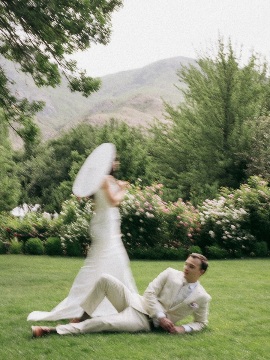 This bride wore two custom dresses for her garden party wedding
