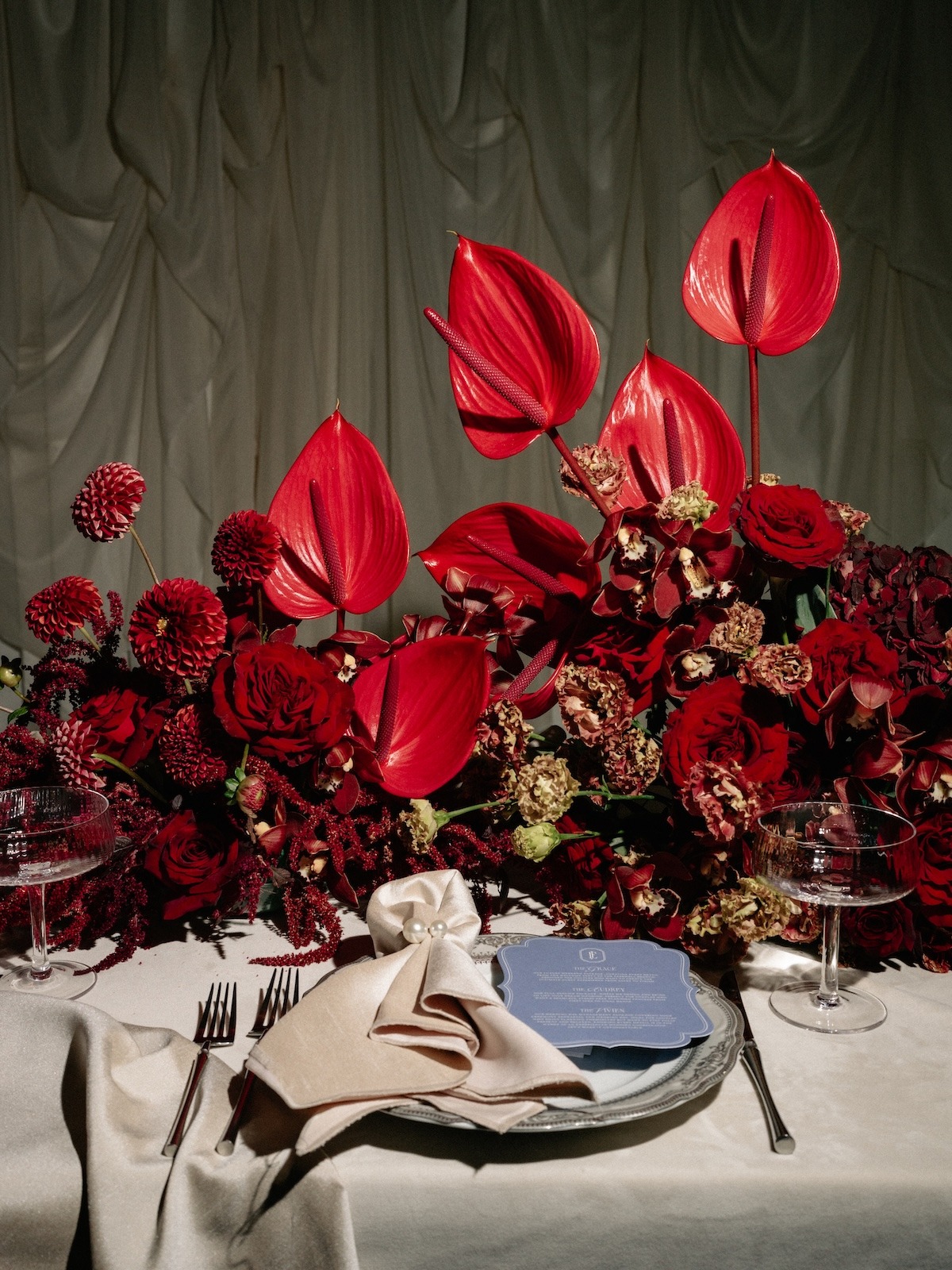 all red floral centerpiece