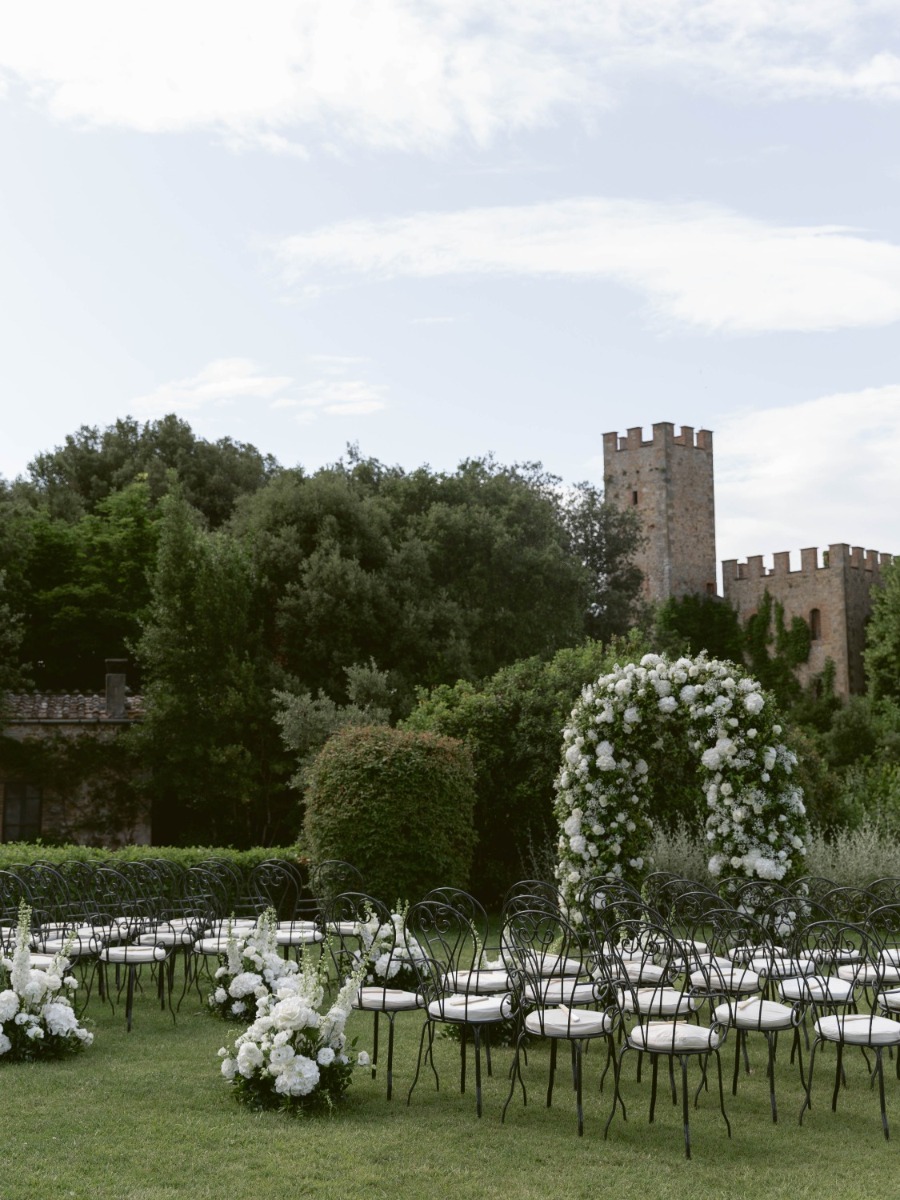 This monochromatic wedding used every part of the castle venue
